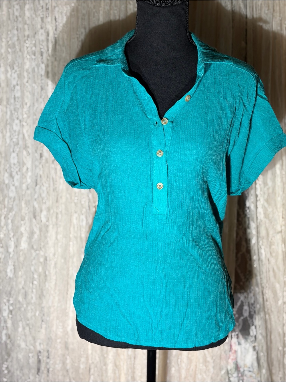 mine Teal Short-Sleeve Button Down Shirt